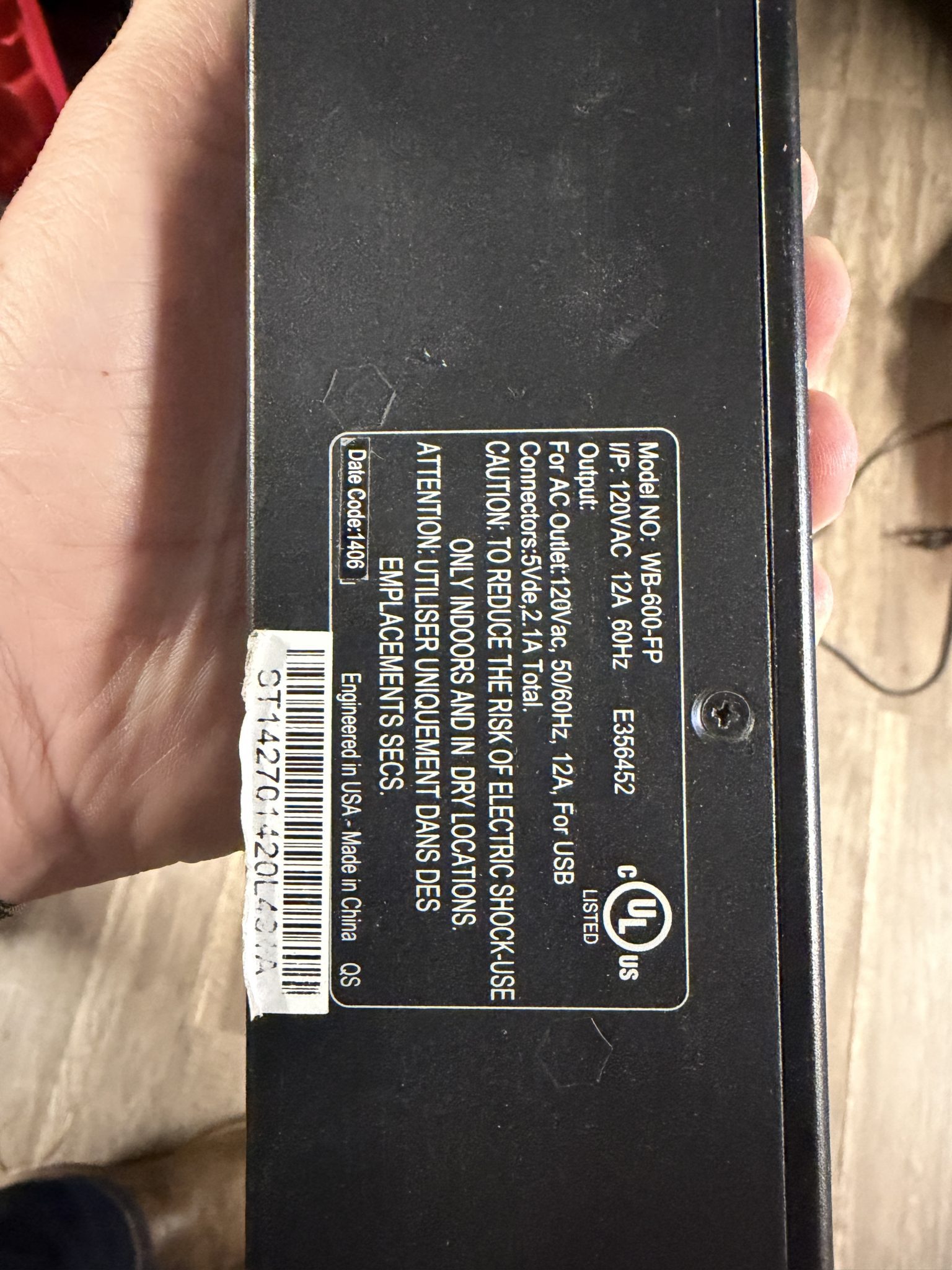 WattBox WB-600-FP Rack Faceplate Voltage/Current Meter USB Charge Pre-Owned - photo 3